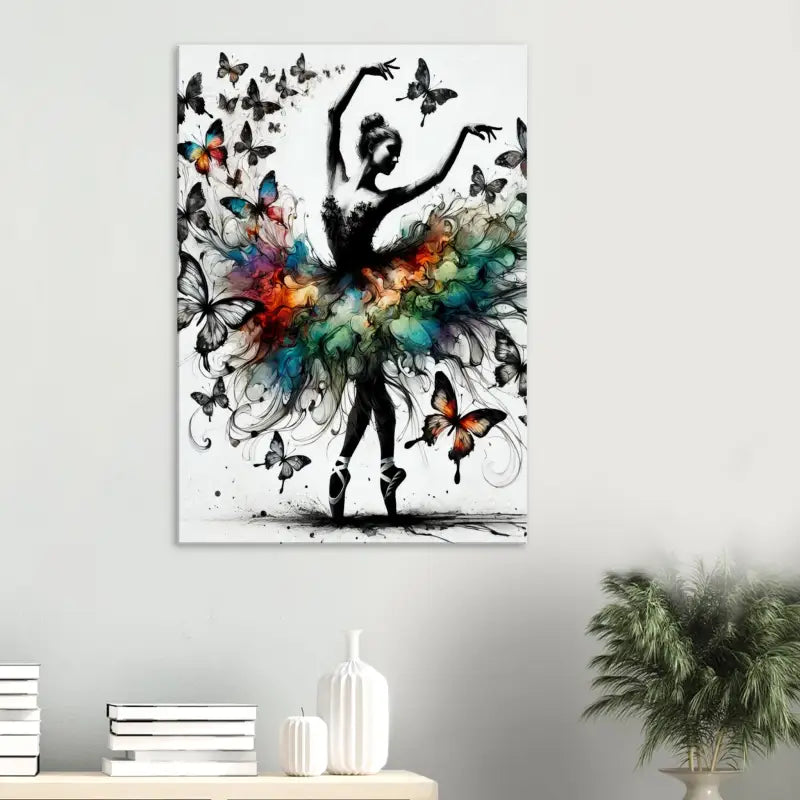 Buntes Ballerina-Schmetterlingskunstwerk für das Produkt Tanz der Verwandlung