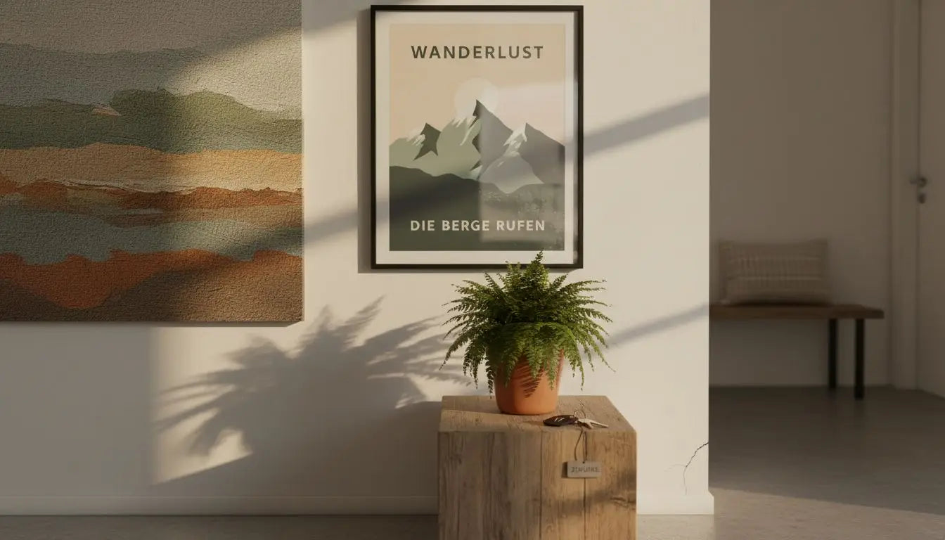 Potted Fern auf rustikalem Tisch für eindruck erzeugen und Raumästhetik