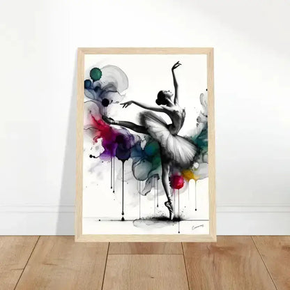 Gerahmtes Poster Tropfen der Anmut mit abstrakter Ballerina