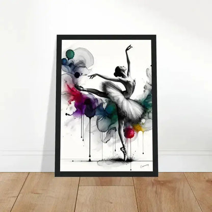 Gerahmtes Poster: Schwarzer Rahmen Balletttänzer mit Farbspritzern