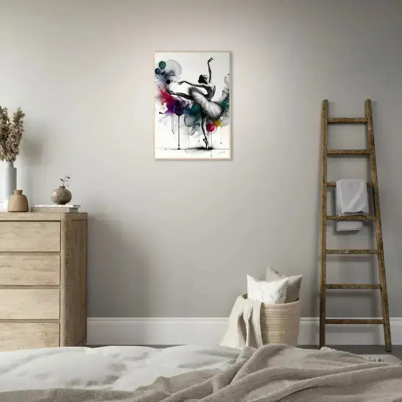 Gerahmtes Poster: Abstraktes Modernes Tanz-Bild mit farbigen Spritzern