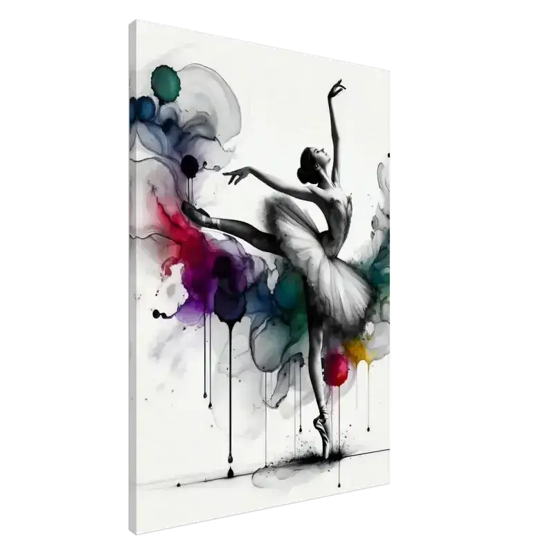Bunte Wasserfarben-Ballerinas in Bewegung auf Leinwand