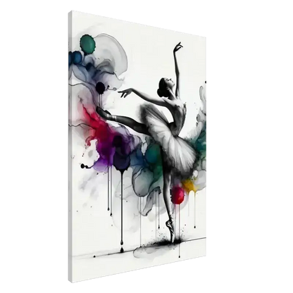 Bunte Wasserfarben-Ballerinas in Bewegung auf Leinwand