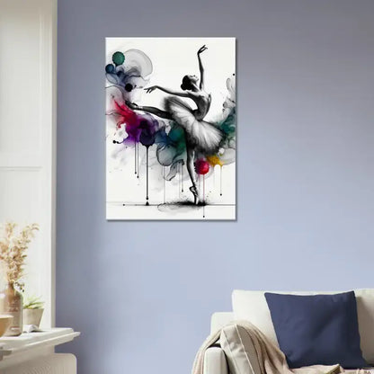 Ballerina-Gemälde mit Farbe-Spritzern, Tanz-Motiv auf Leinwand