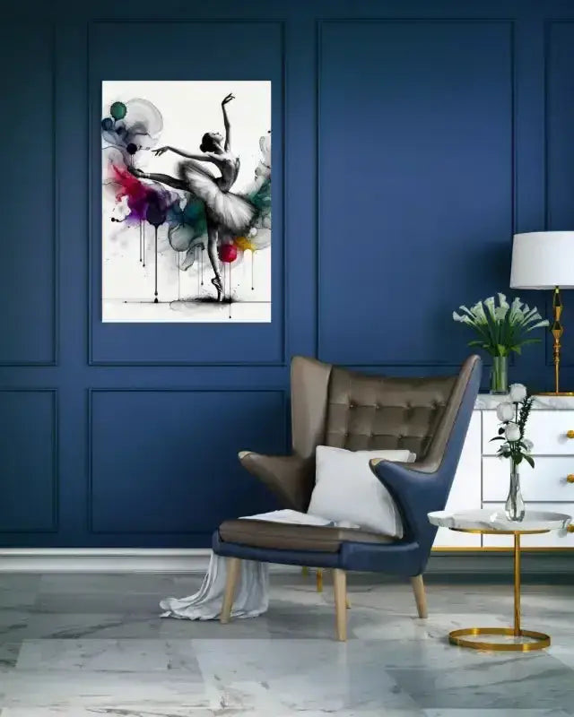 Moderne abstrakte Tanz-Leinwand mit Farben und dynamischen Pinselstrichen