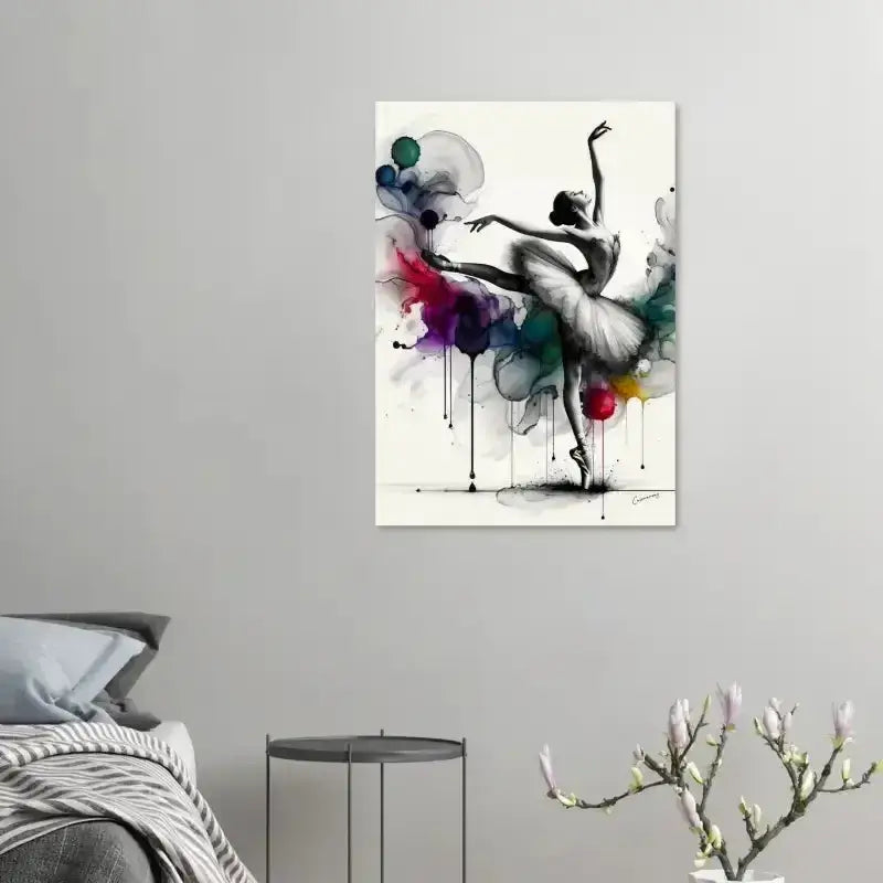Abstrakter Balletttänzer Anmut Poster mit bunten Ballons und Tintenspritzern