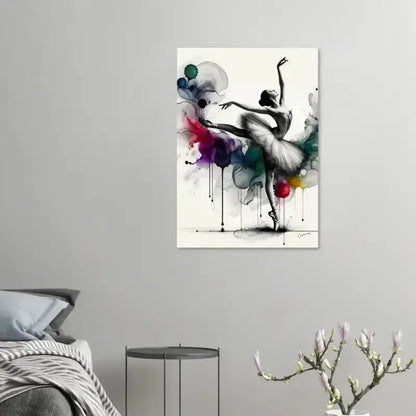 Abstrakter Balletttänzer Anmut Poster mit bunten Ballons und Tintenspritzern