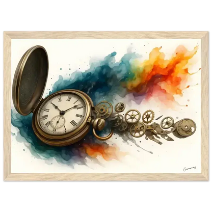 Antikes Gold-Taschenuhr-Poster Uhrwerk der Zeit gerahmtes Poster