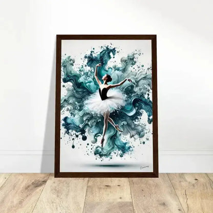 Wassertanz gerahmtes Poster: Blaue und türkise abstrakte Ballerina