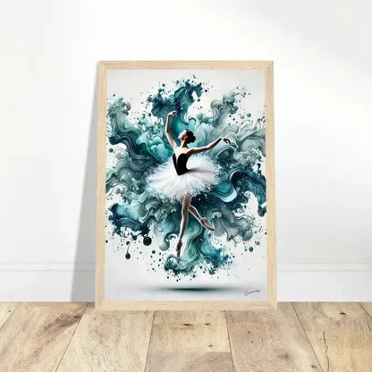 Wassertanz gerahmtes Poster mit türkis-weißem Ballettmotiv