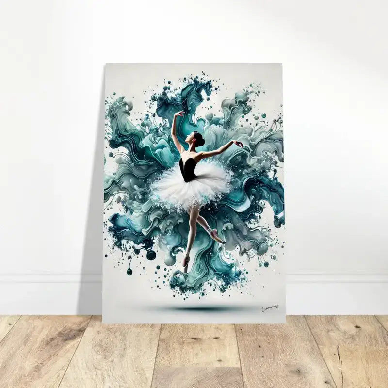 Teal-weißer Ballett-Wasserfarben-Print: Wassertanz Poster
