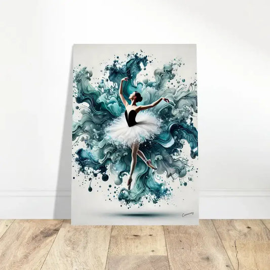 Teal-weißer Ballett-Wasserfarben-Print: Wassertanz Poster