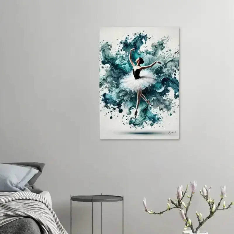 Teal-weißer Ballett-Poster Wassertanz mit schwarzen Akzenten