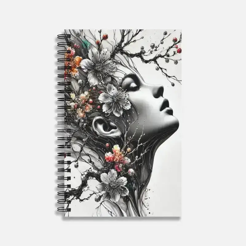 Spiralgebundenes Notizbuch Wurzelpoesie mit blühenden Gedanken und Blumenmotiven