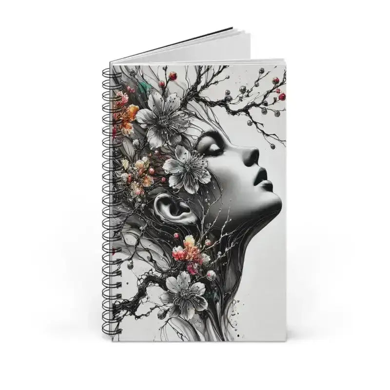 Spiralgebundenes Notizbuch Wurzelpoesie mit blühenden Gedanken-Motiv
