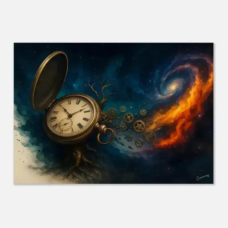 Steampunk-Taschenuhr mit Zahnrädern und Ästen, Messing, Zeit-Poster Zeitspirale