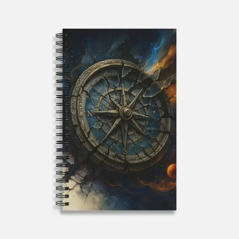 Zerbrochene Richtung Spiralnotizbuch mit Kompass-Design in Blau und Schwarz